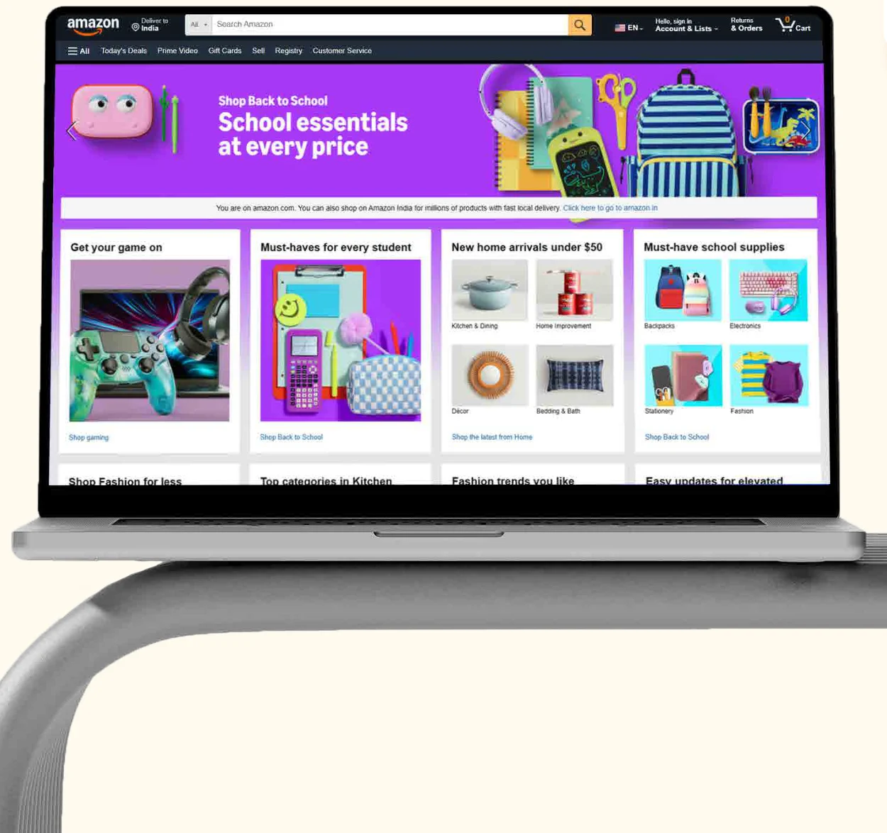 Amazon storefront on a laptop