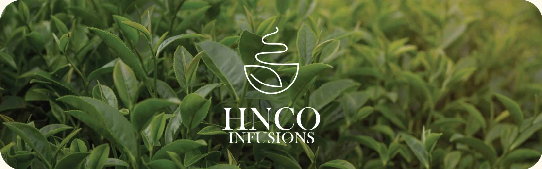 HNCO Infusions logo on tea leaves