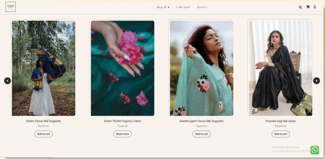 Khes Textiles website